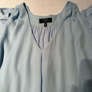 Kaari Blue V-Neck Blouse - Soft Blue